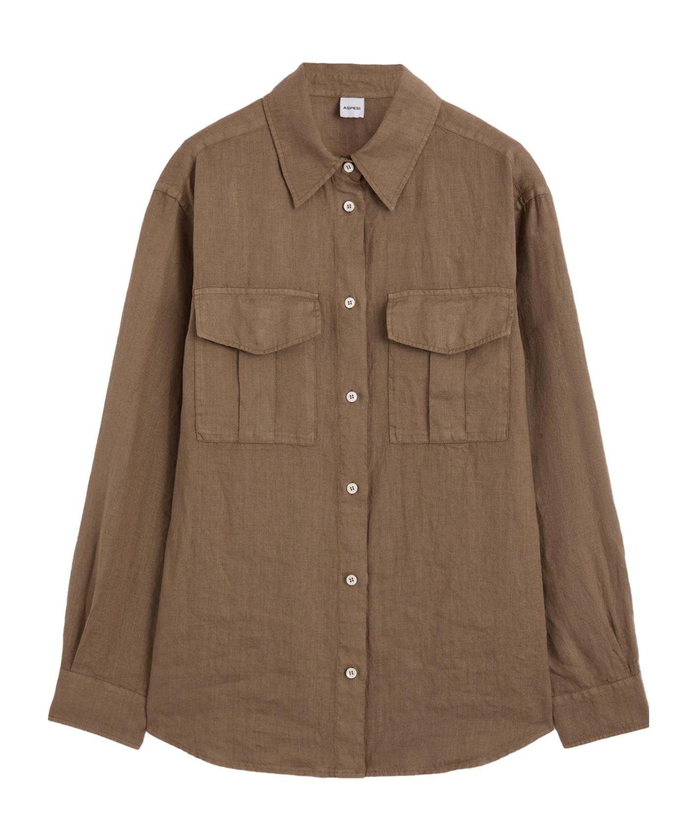 Aspesi Brown Shirt With Buttons And Pockets