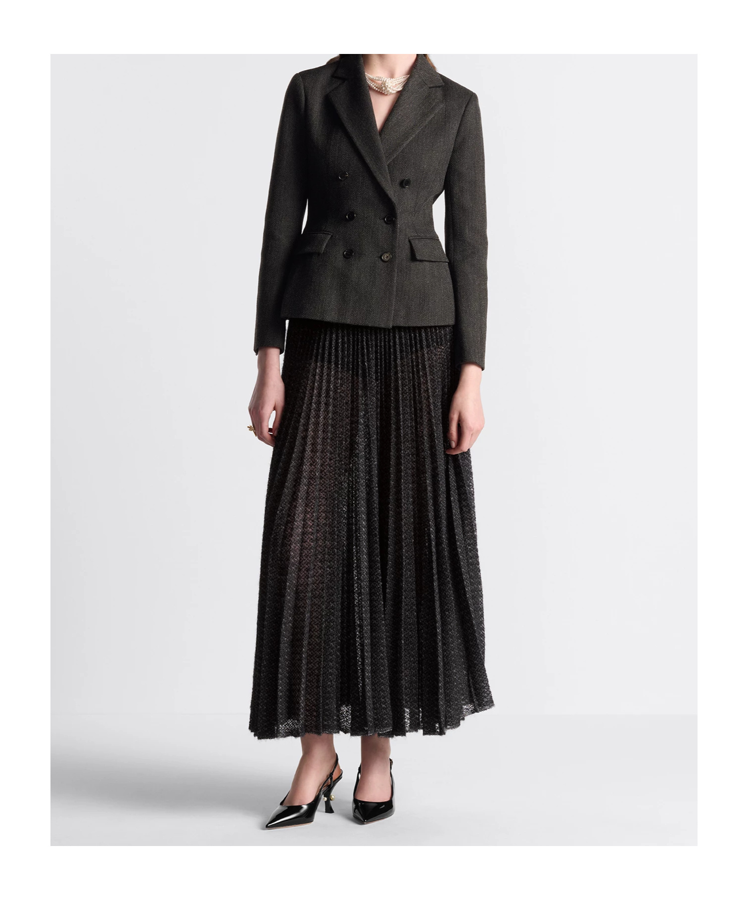 Dior Pleated Detail Skirt In Black