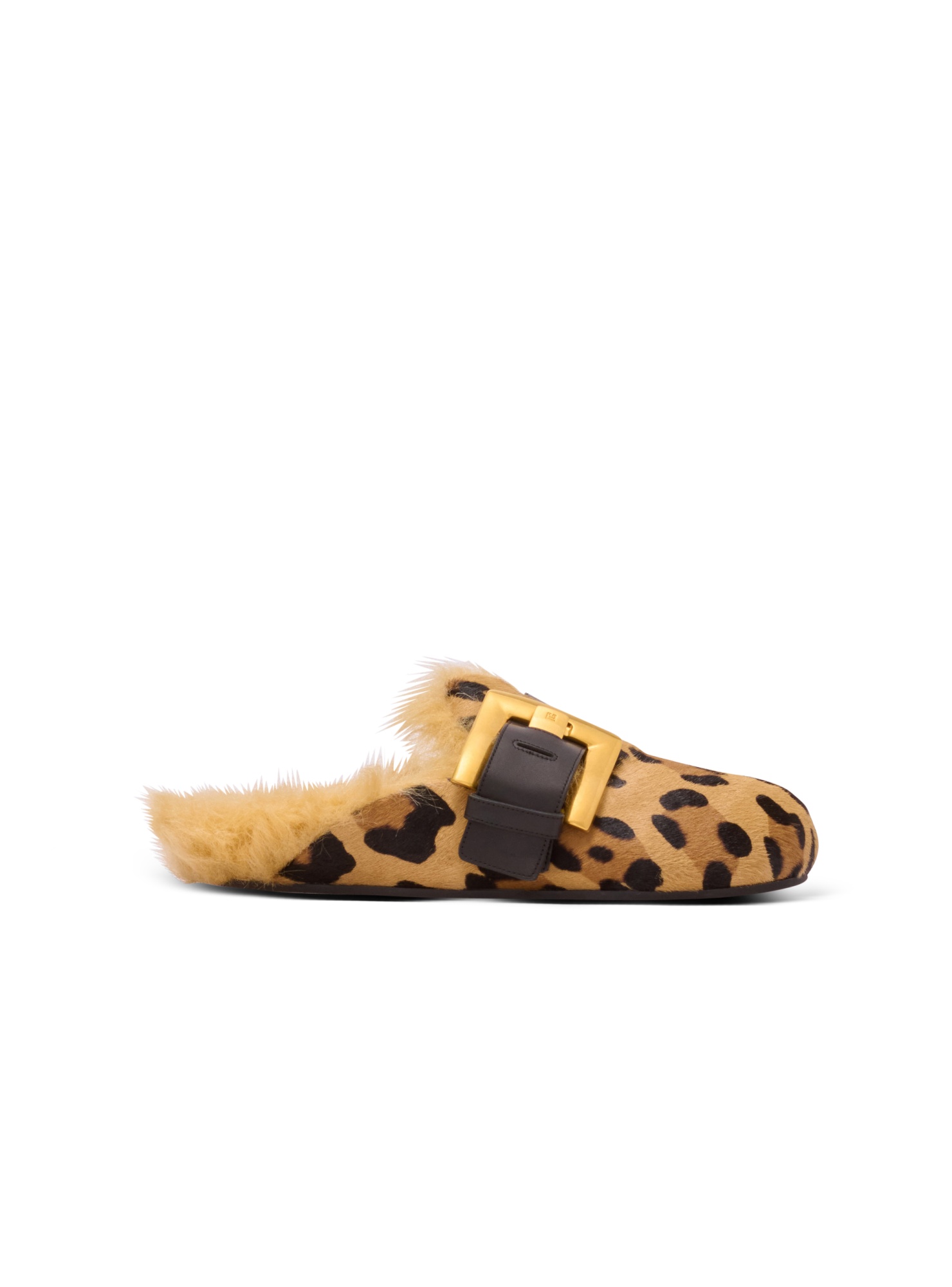 Balmain Anthem Leopard Print Ponyskin Leather And Faux Fur Mules In Animal Print