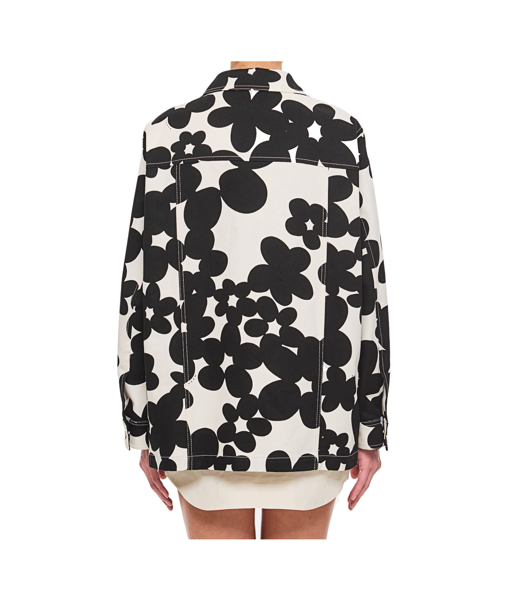 Marni Floral Pattern Black Silk Shirt In Multicolor