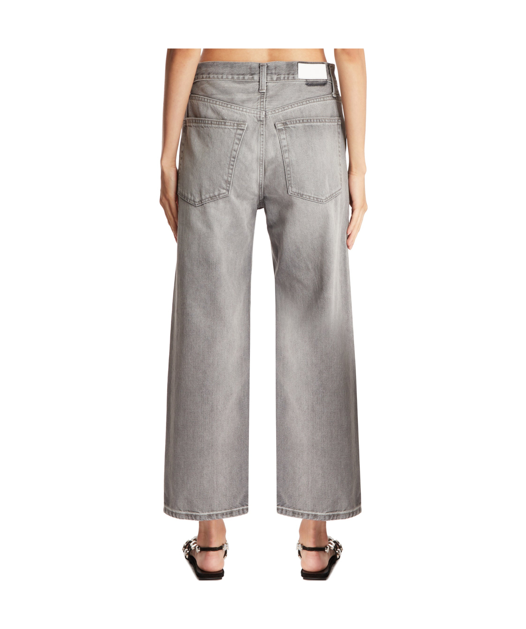 Re/done Loose Crop Jeans In Gray