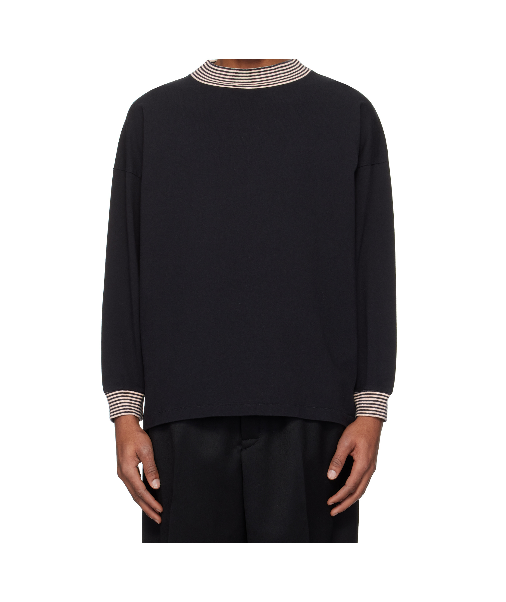 Bode Black Duotone Mockneck Top In Black