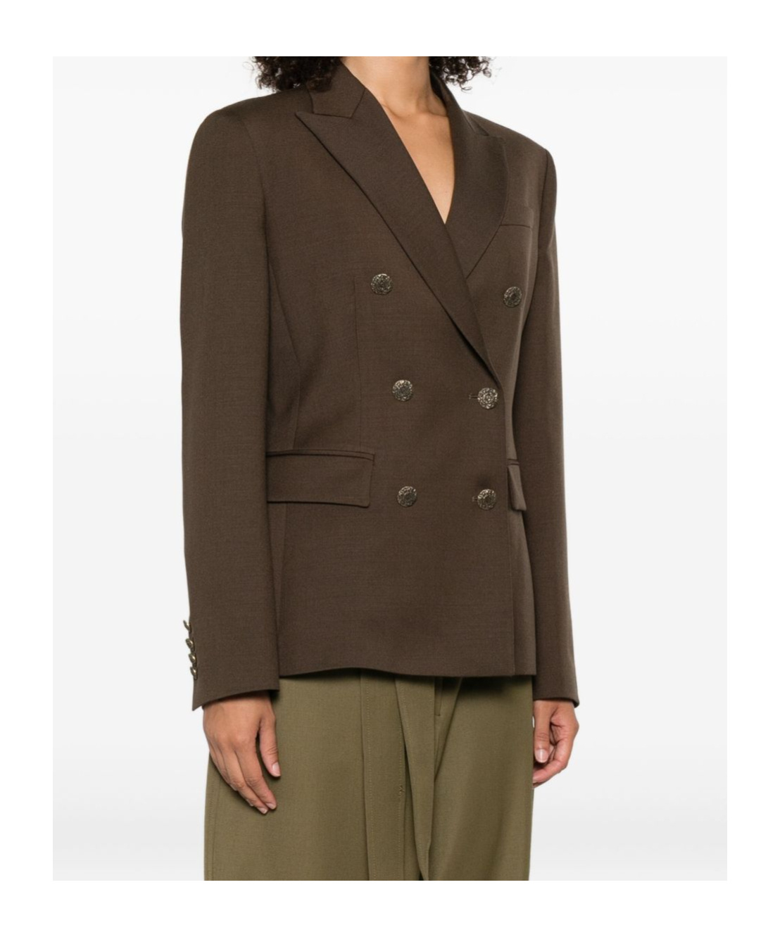 Dondup Double-breasted Buttoned Jacket In Brown