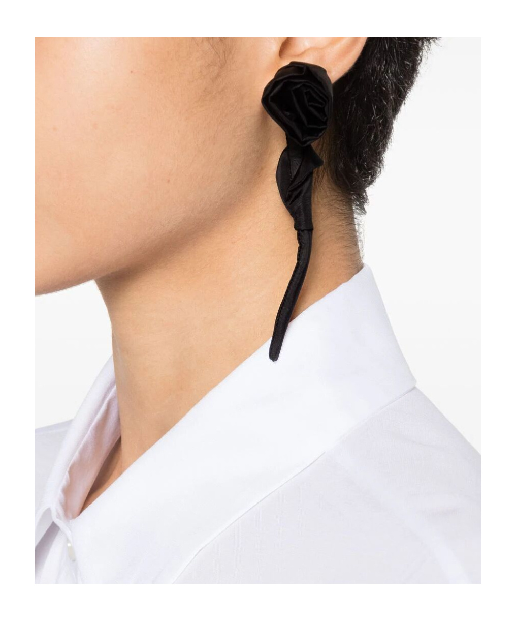 Simone Rocha Rose Drop Earrings In Black