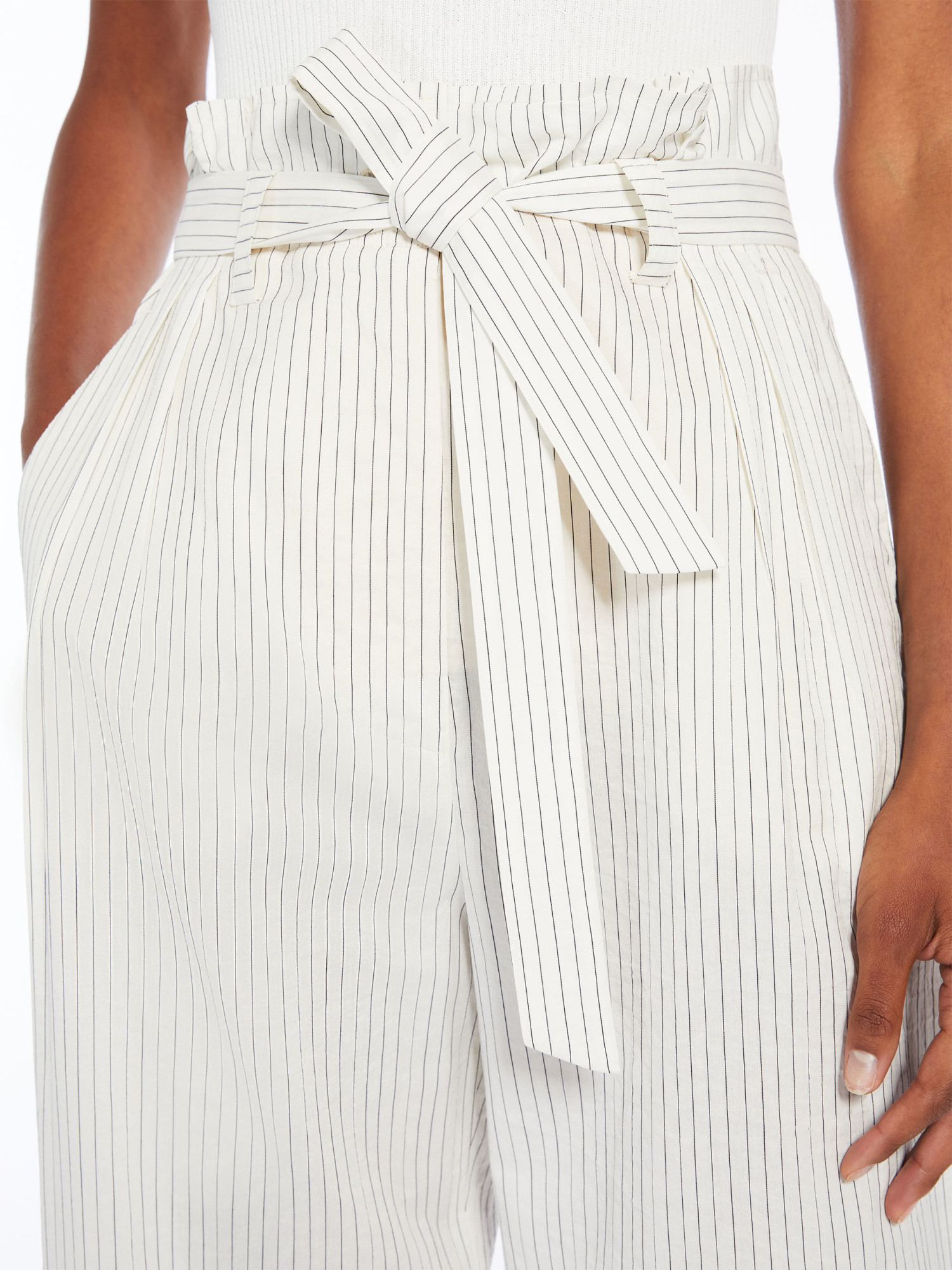Max Mara Pinstriped Casual Pants In White