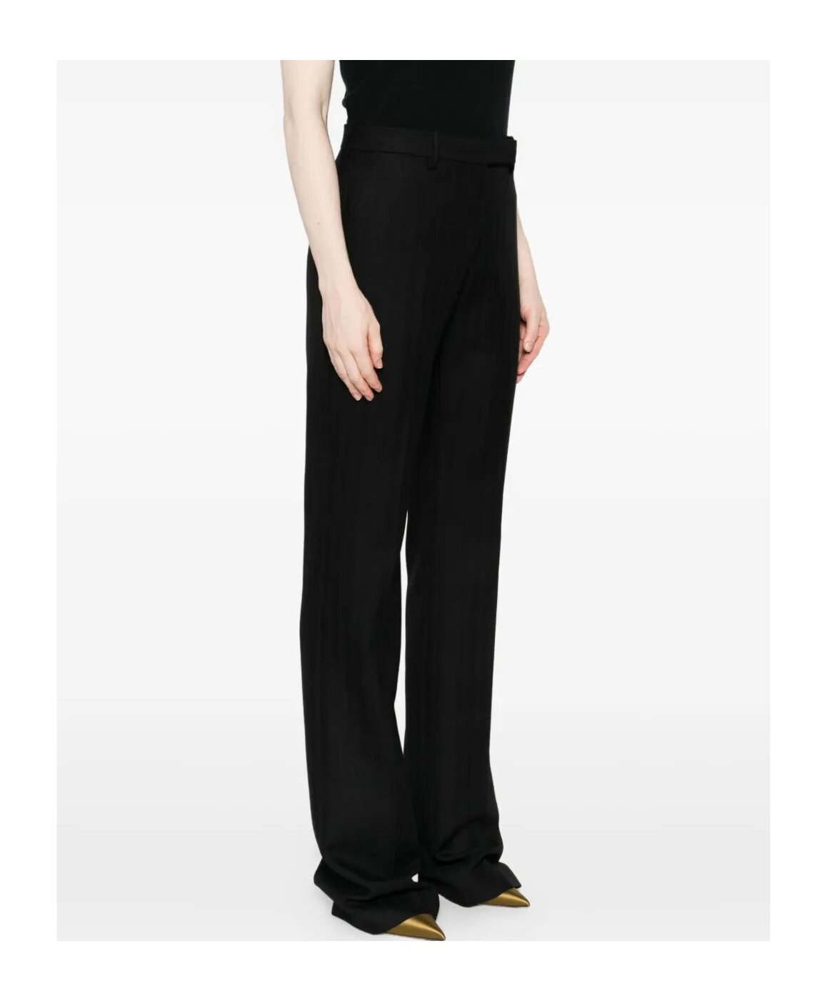 Tom Ford Sharp Herringbone Tailored Straight Leg Trousers Clothing In Black