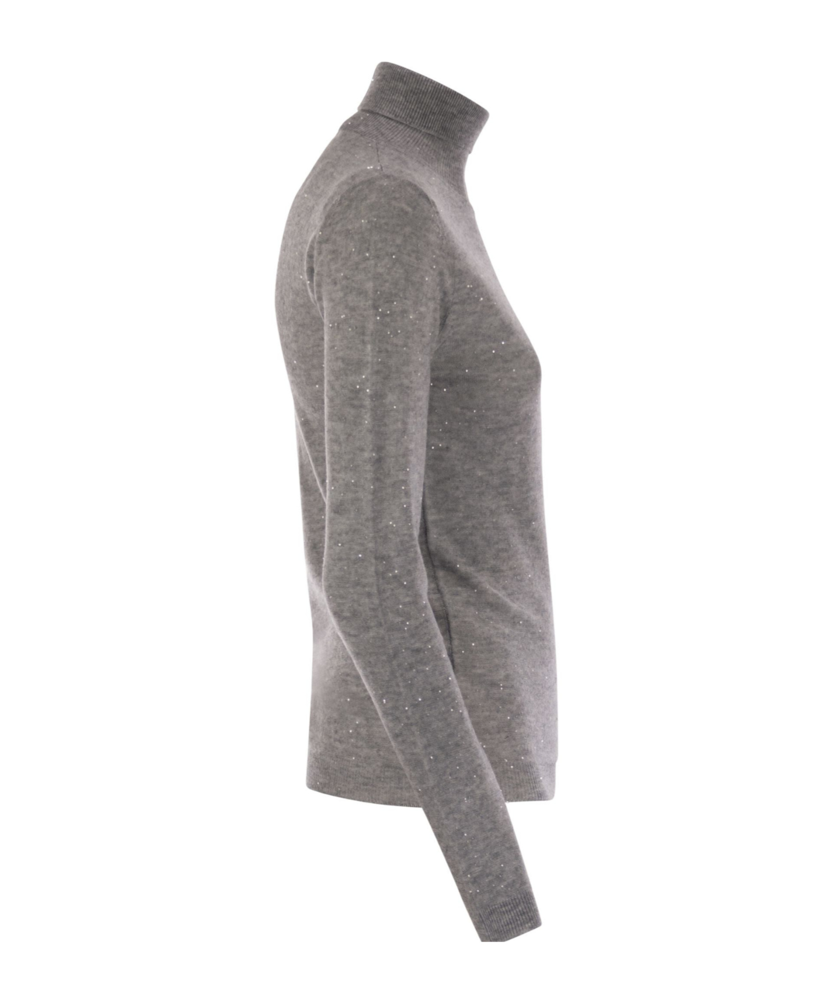 Fabiana Filippi High-necked Wool Sweater With Sequins In Brown