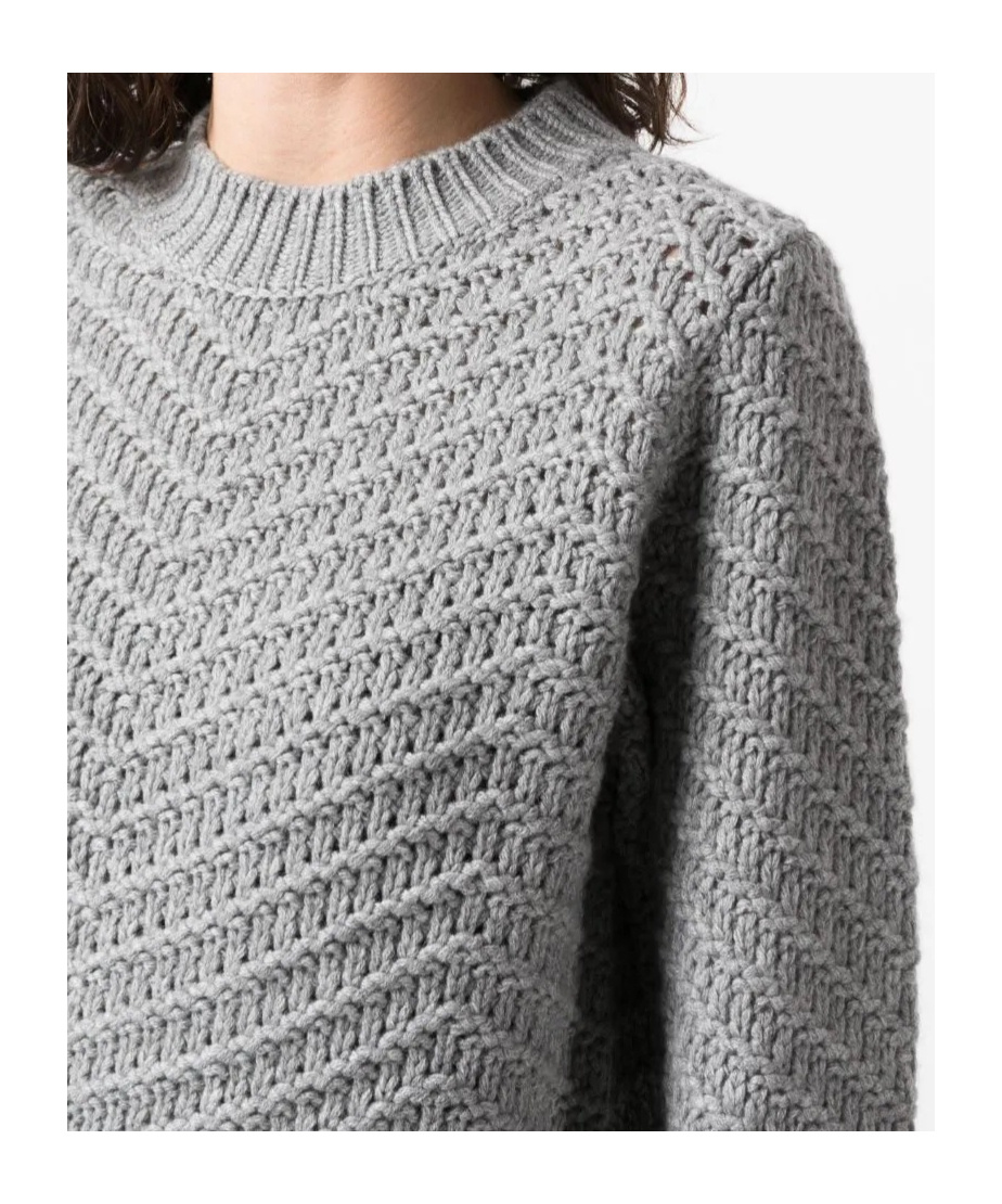 Fabiana Filippi Rib Trim Patterned Knit Sweater In Gray