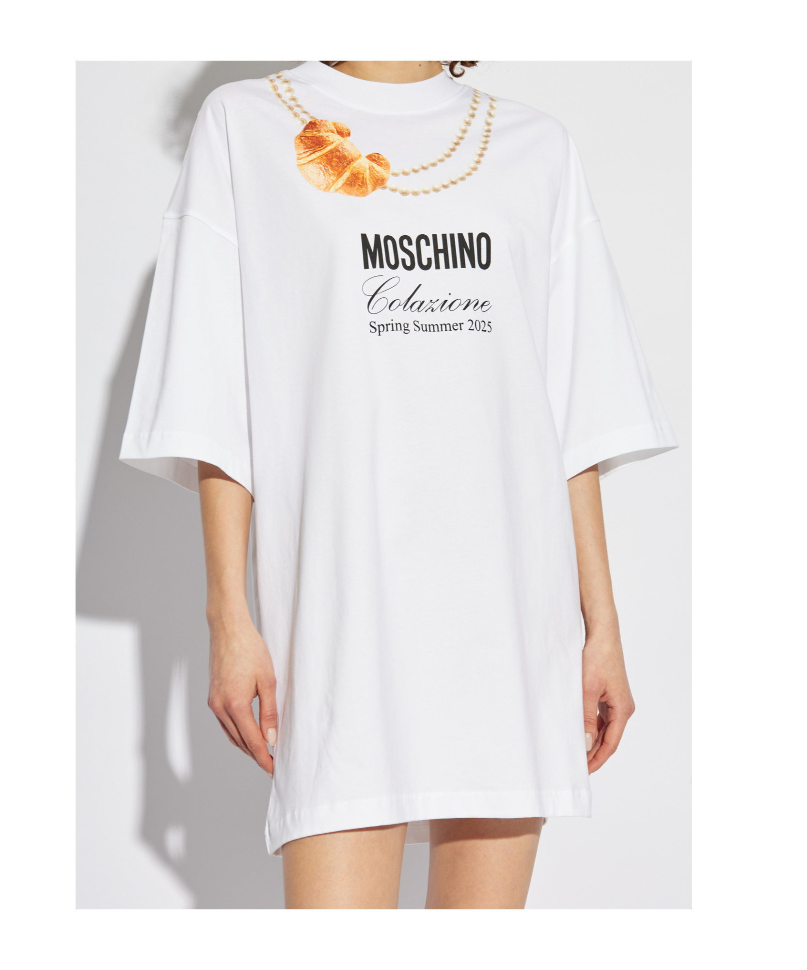 Moschino Short Sleeve Dress In White