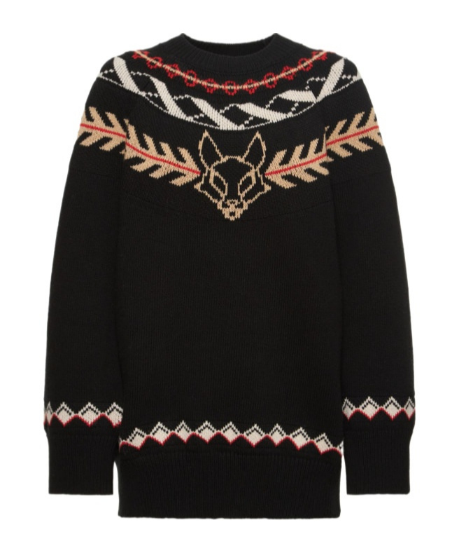 Stella Mccartney Fair Isle Jacquard Oversize Sweater In Black