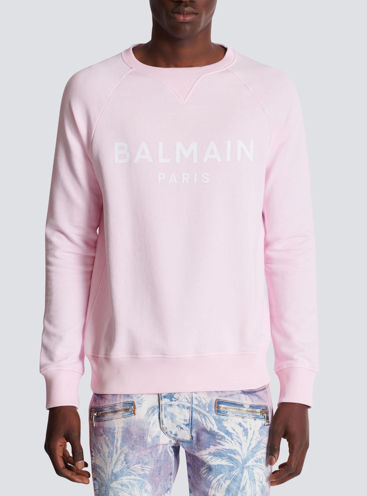 Shop Balmain Paris Printed Sweatshirt In Purple