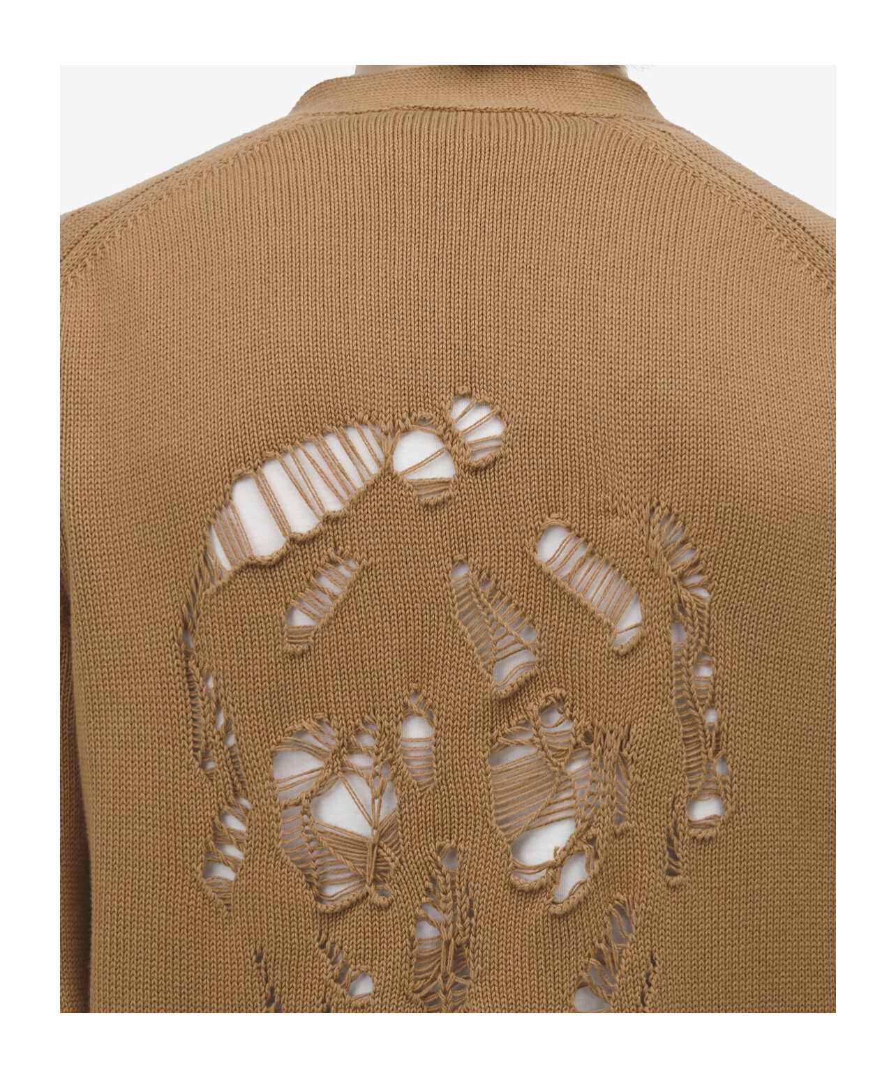Alexander Mcqueen Imitation Old Skeleton Cardigan In Brown