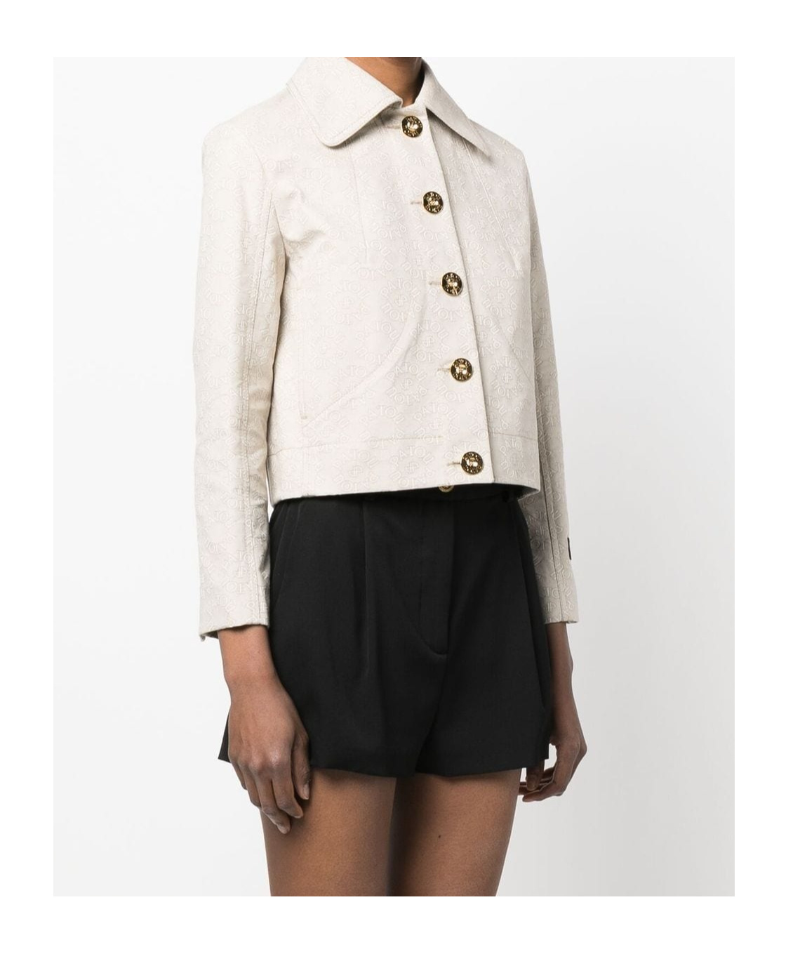 Patou Cropped Stitched Blazer With Long Sleeves In White