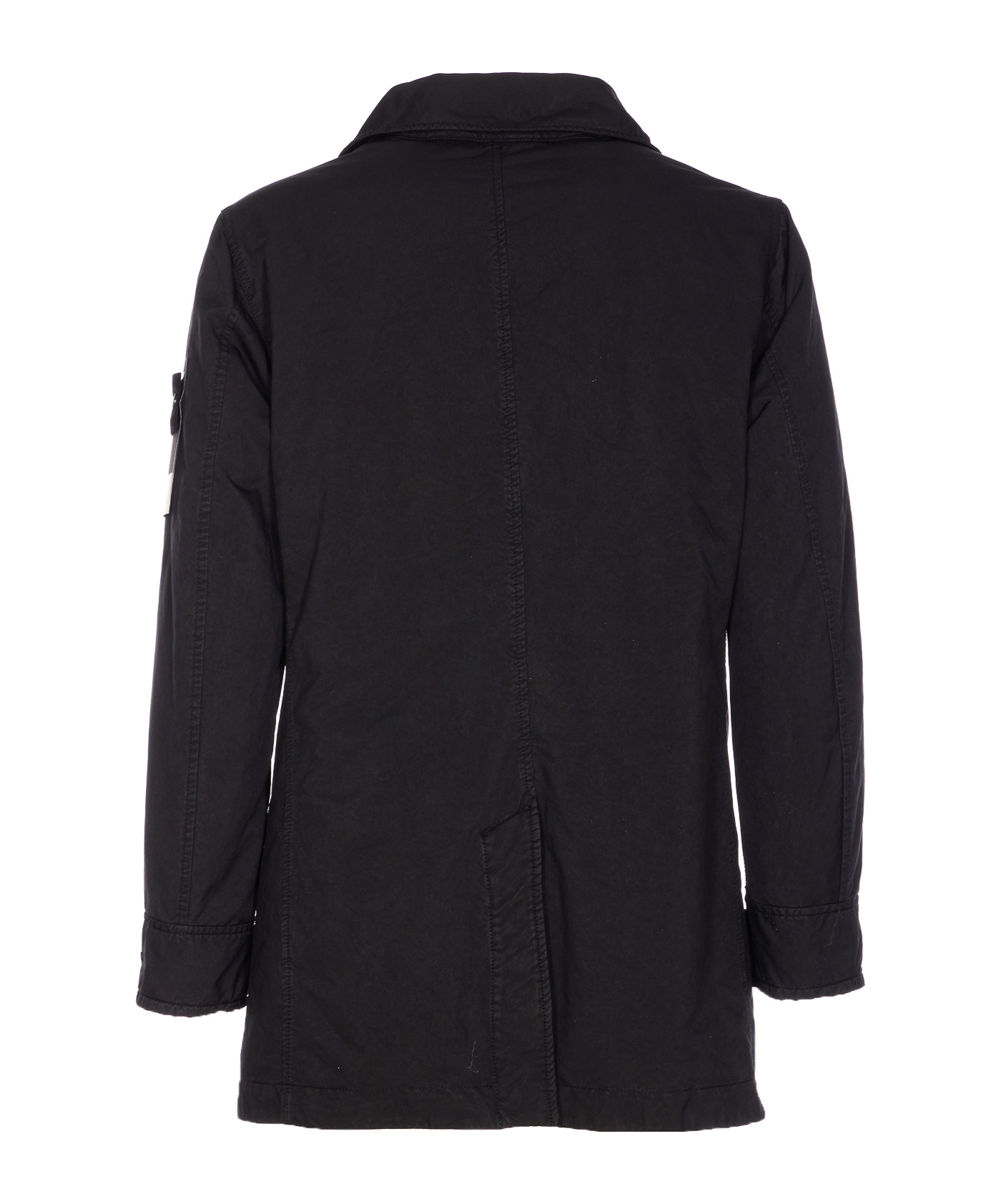 Stone Island Long-sleeved Windbreaker In Black