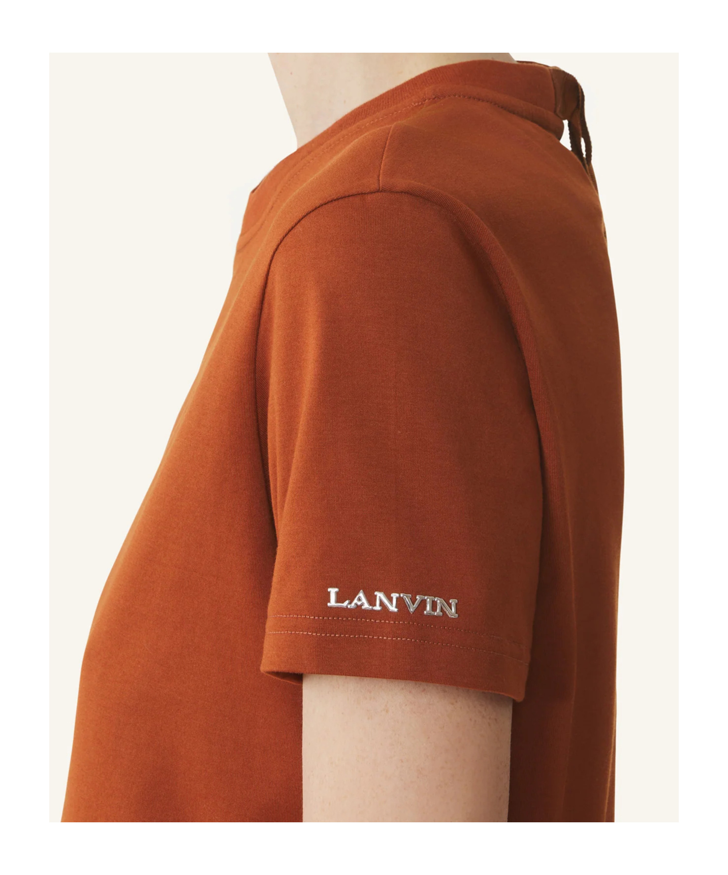 Lanvin Cotton T-shirt With Ribbon Detail In Brown