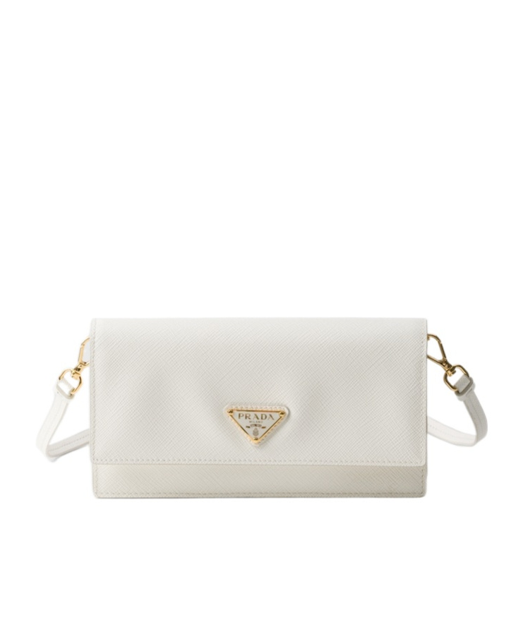Prada Triangle-logo Leather Mini Bag In White