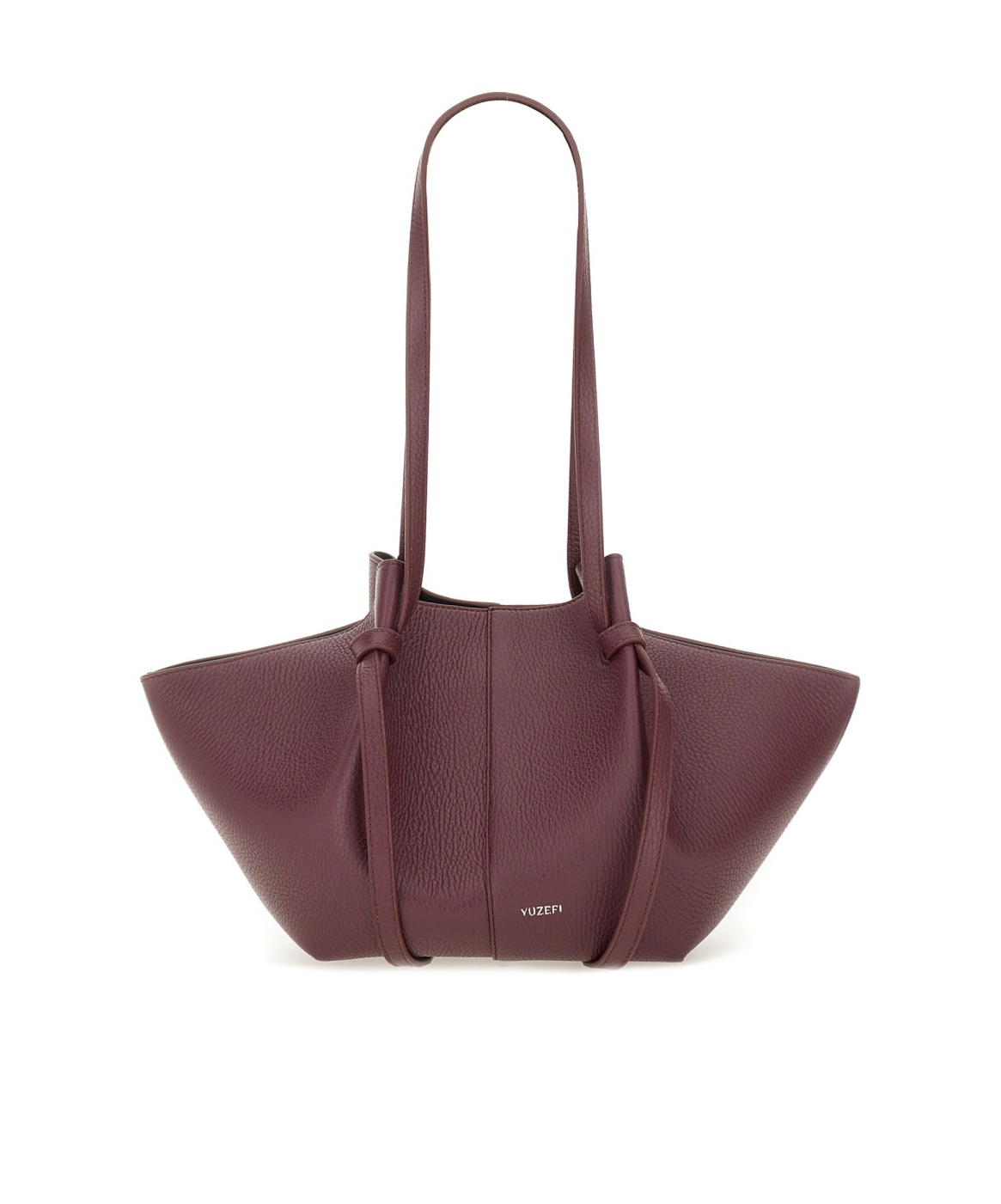 Yuzefi Shoulder Bags With Textured Finish And Long Handles In Burgundy