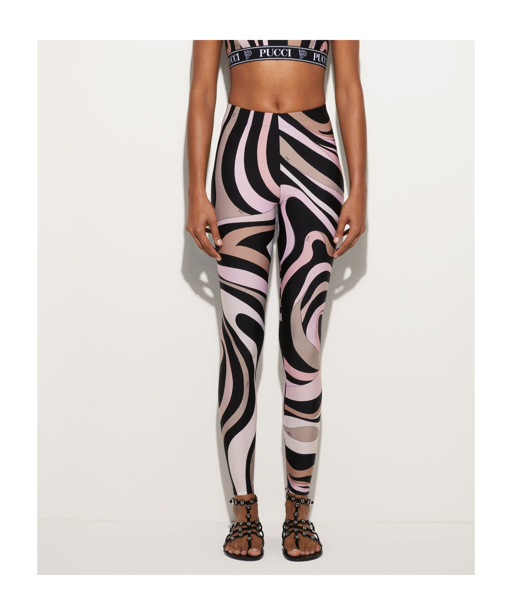 Pucci High-waisted Stretch Fit Abstract Pattern Leggings In Black