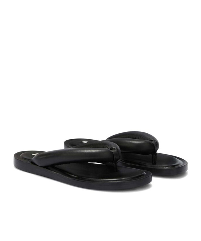Jil Sander Leather Slides In Black
