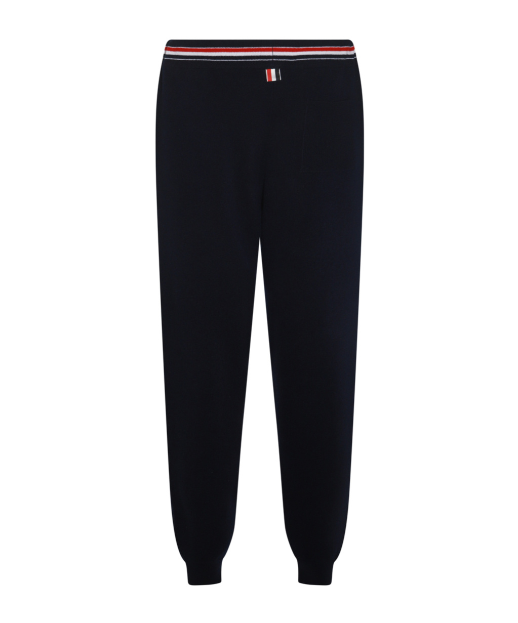 Thom Browne Rwb Stripe Detailed Drawstring Pants In Black