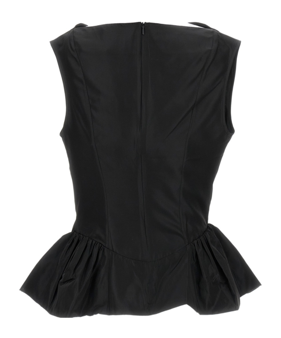 Simone Rocha Draped Bind Peplum Top In Black