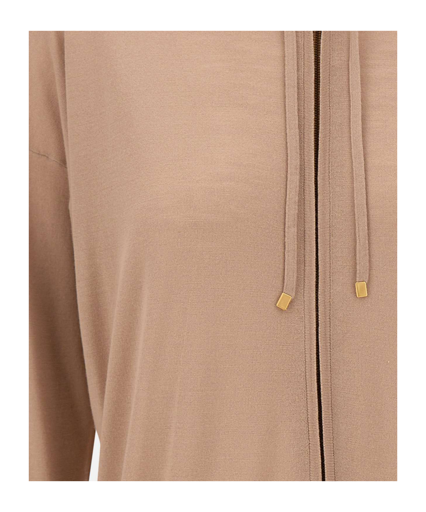 Eleventy Striped-trim Hooded Zip Cardigan In Brown