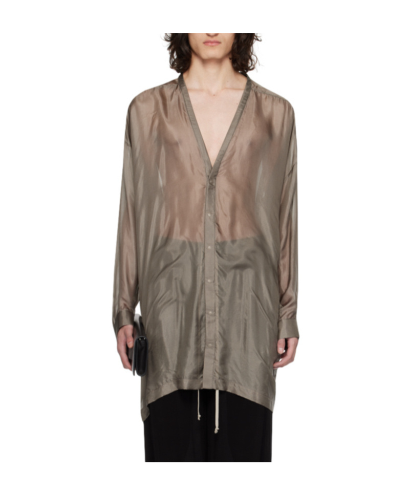 Rick Owens Lido Larry Silk Shirt In Gray