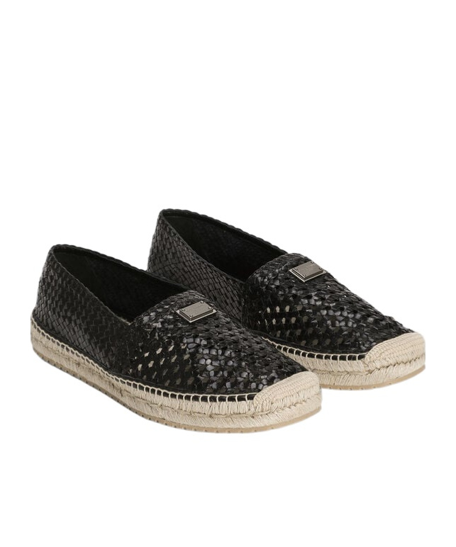 Dolce & Gabbana Calfskin Espadrilles In Black