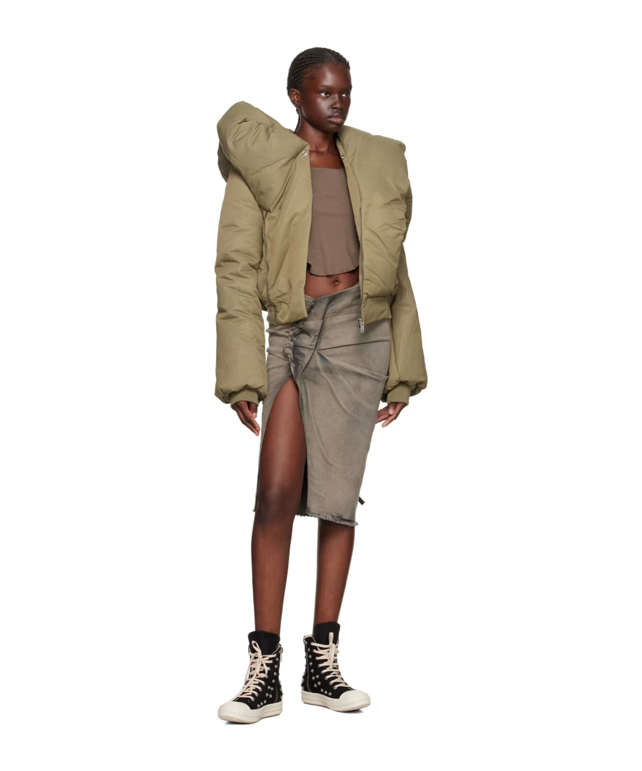 Rick Owens Drkshdw Green Doll Bomber Jacket In Brown