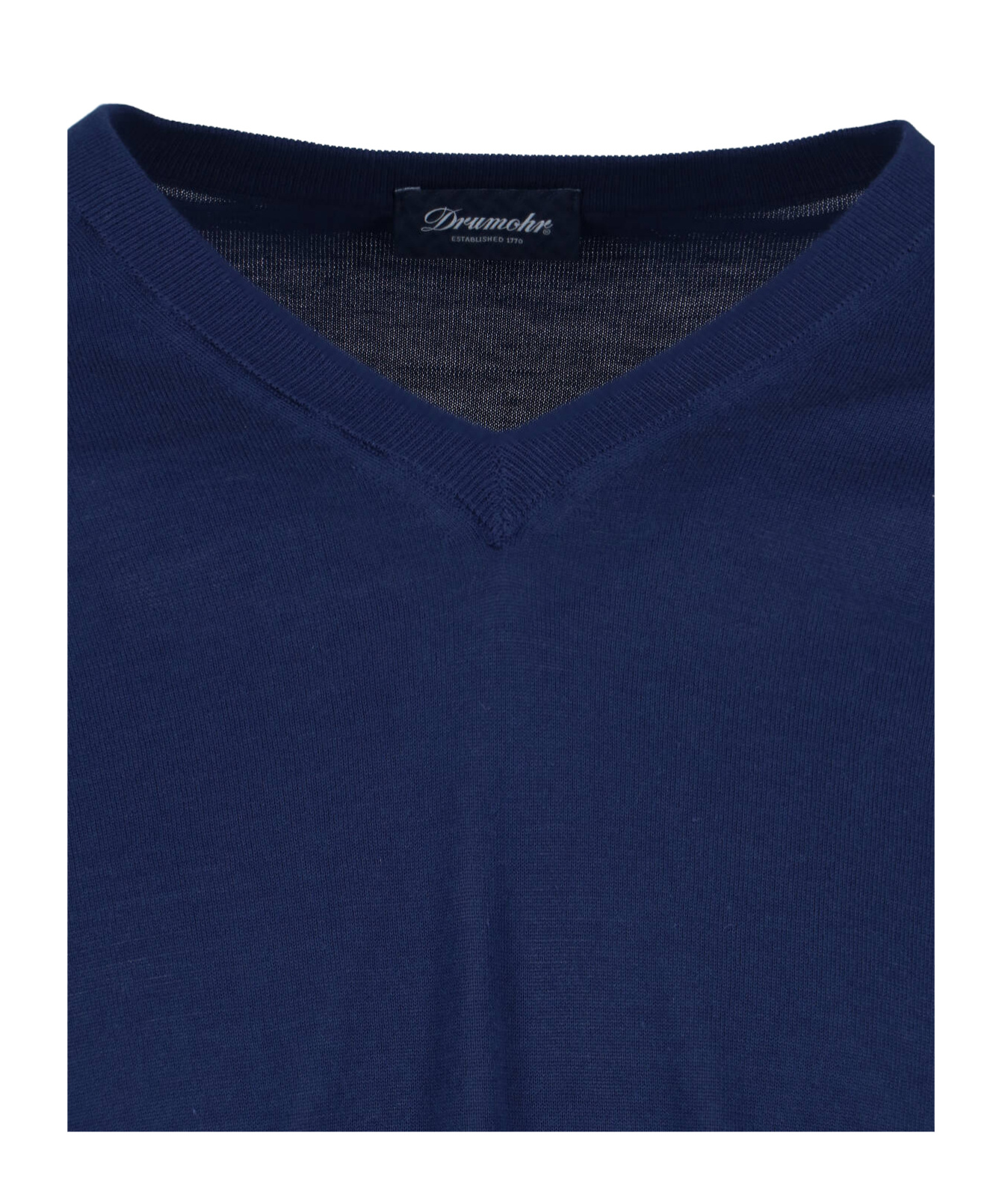 Drumohr Ribbed V-neck Sweater With Long Sleeves In Blue