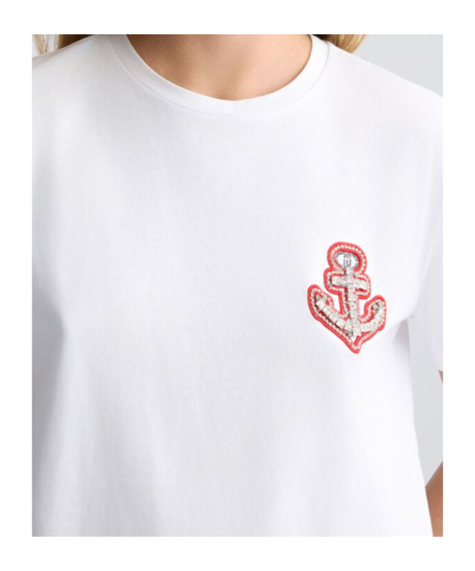 Liu •jo Liu Jo Graphic Embroidered Embellished T In White