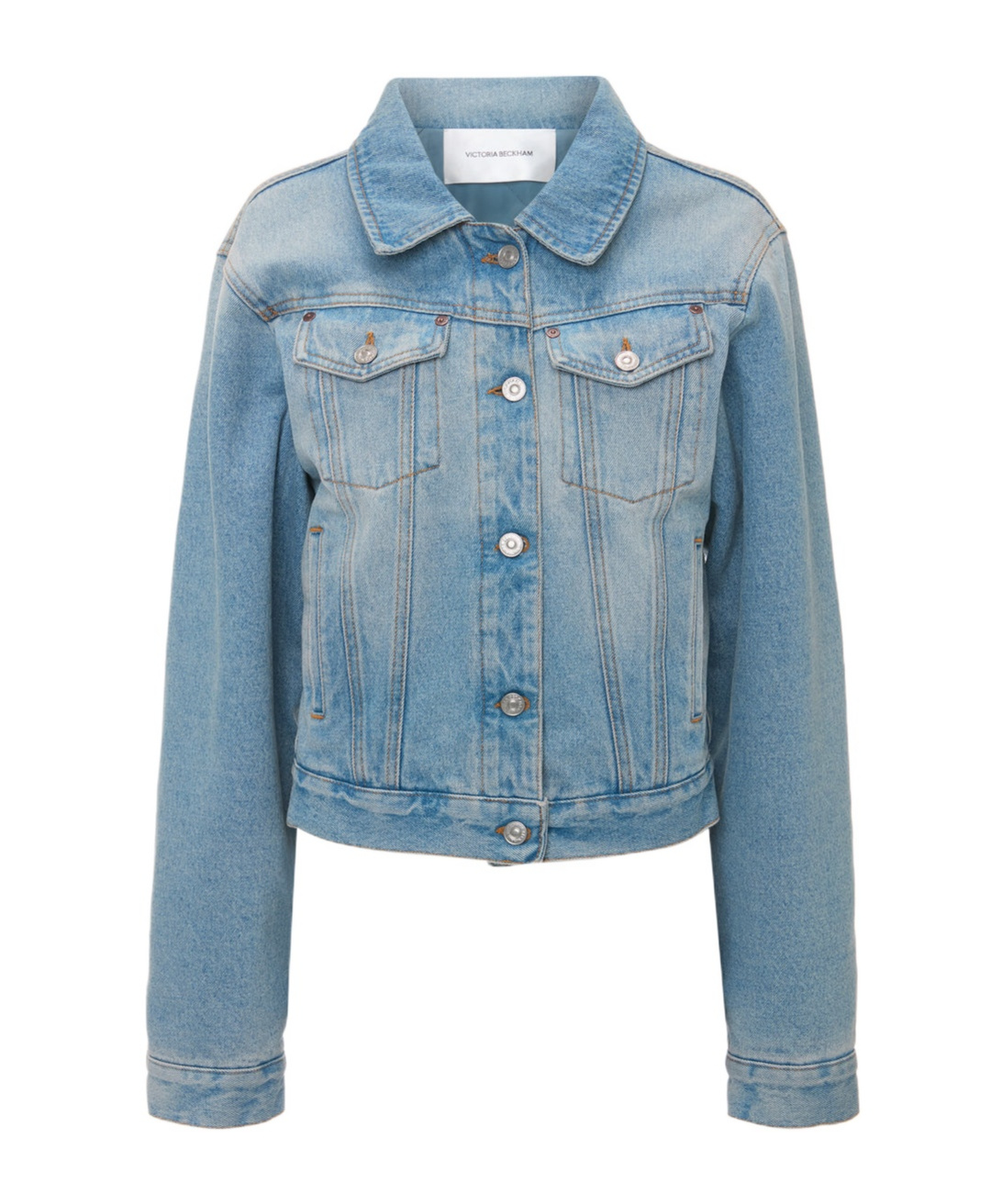 Victoria Beckham Long-sleeved Denim Coat In Blue