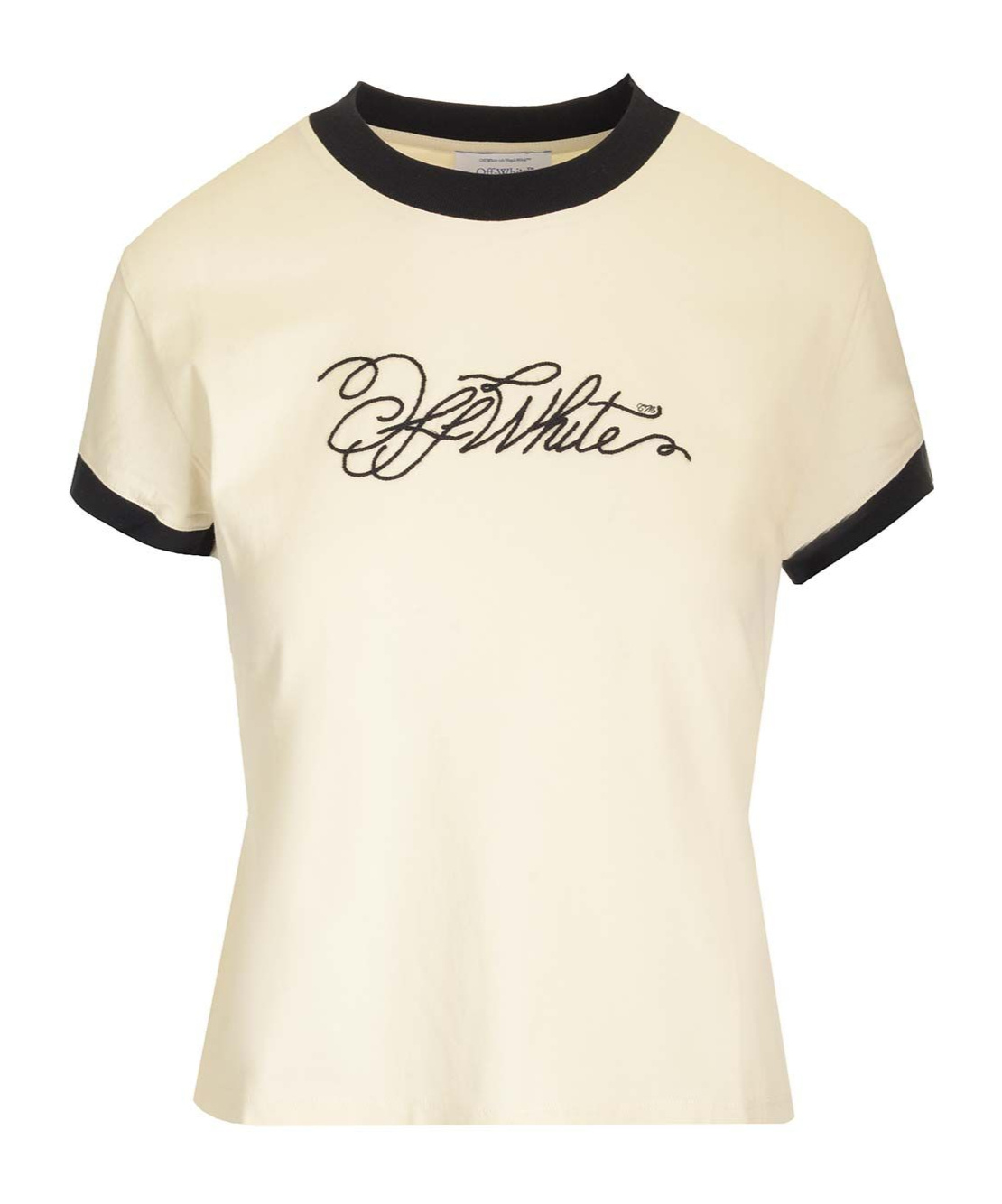 Off-white Fitted T-shirt With Embroidered Logo In White