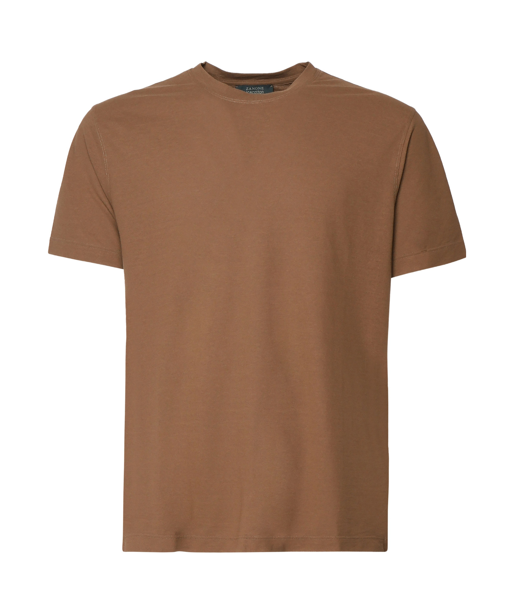 Zanone Crew Neck Plain Design Short Sleeves T-shirt In Brown