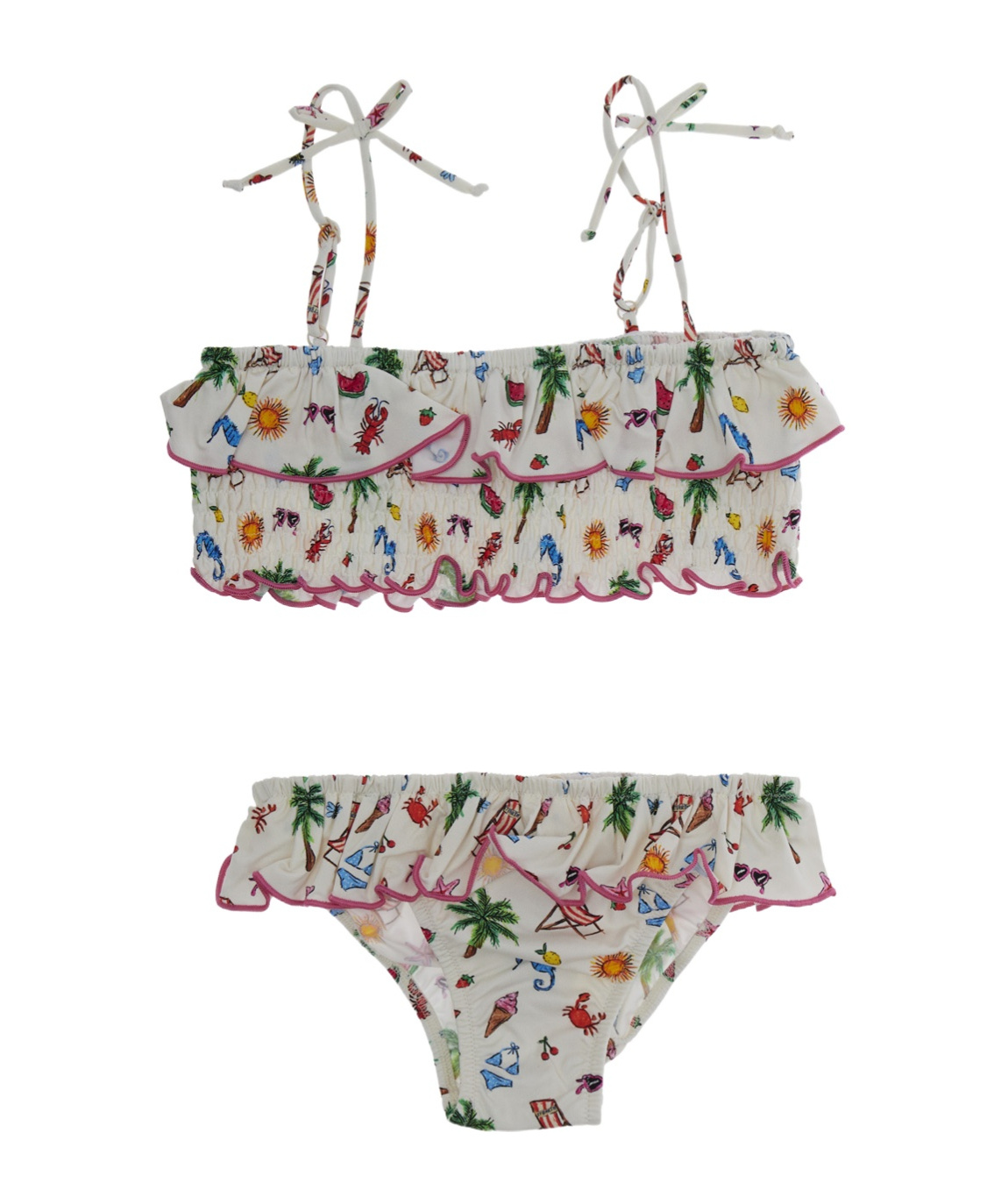 Mc2 Saint Barth Kids Melie Bikini With Ruched Print In Multi