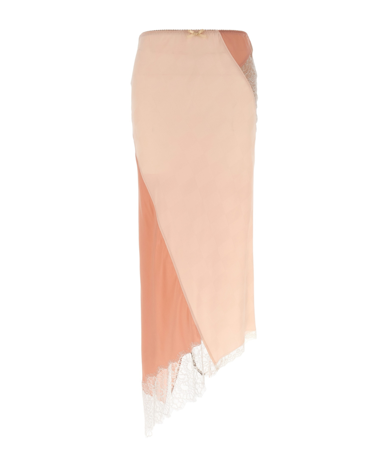 Moschino Sheer Lace Trim Asymmetric Overlay Skirt In Pink