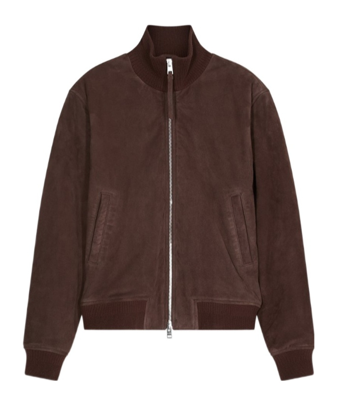 Closed Leather Bomber Made Of Goatskin In Brown