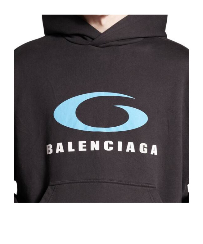 Shop Balenciaga Men's Loop Sports Icon Hoodie Medium Fit In Black