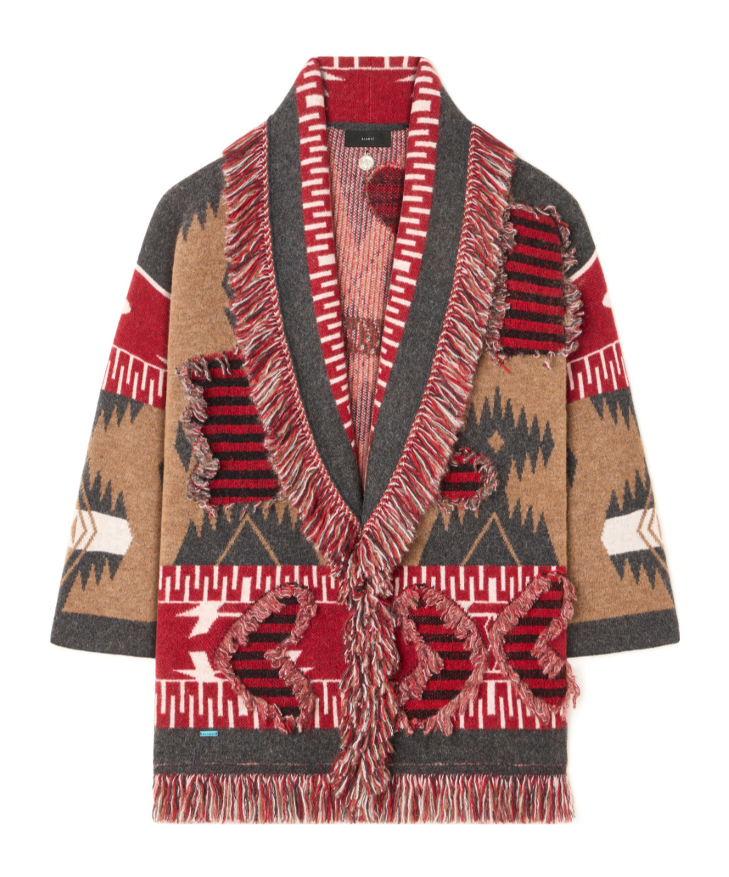 Alanui Grunge Anthem Fringed Patterned Coat In Multi