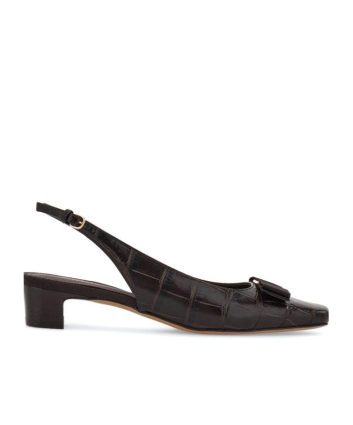 Ferragamo Rivada 30 Croc-embossed Slingback Pumps In Black