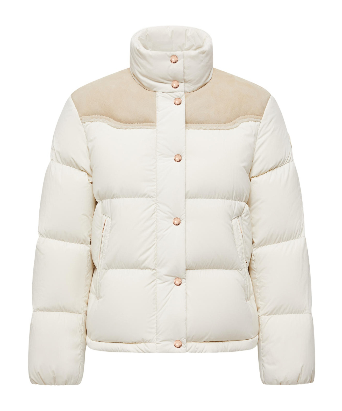 Moncler Angelys Suede-trimmed Short Down Jacket In Multi