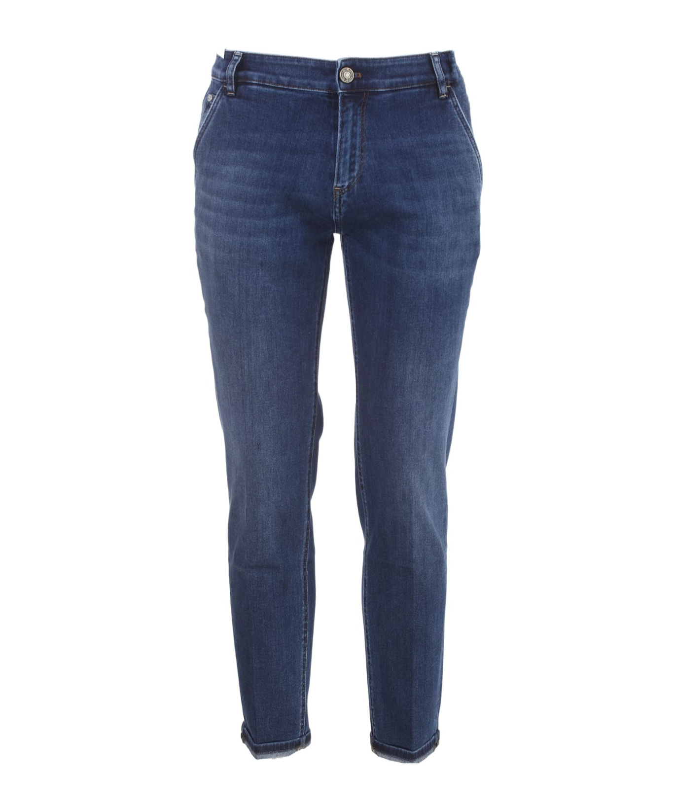 Pt01 Denim Trousers With Belt Loops In Blue