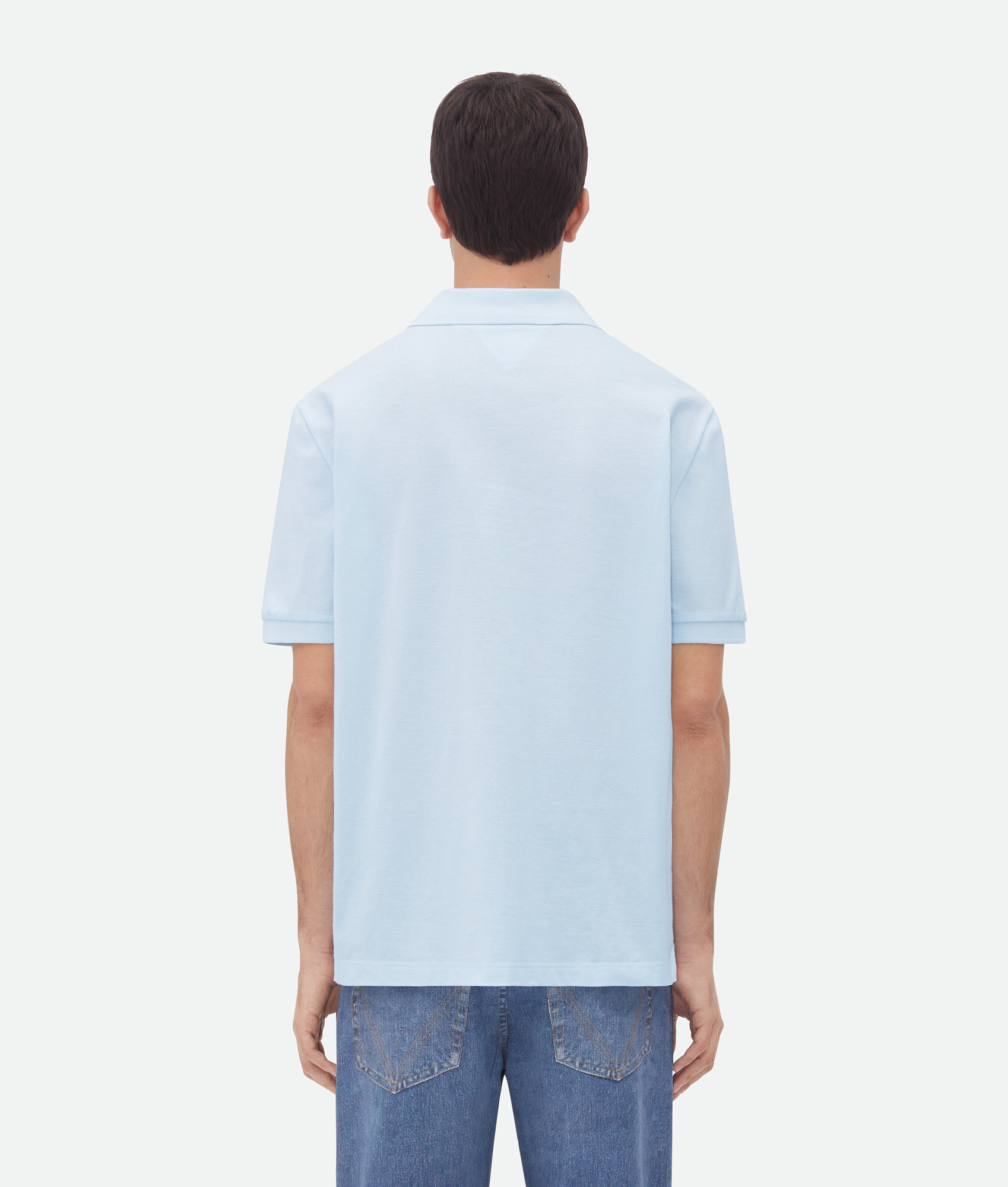 Bottega Veneta Logo-embroidered Cotton Polo Shirt In Blue