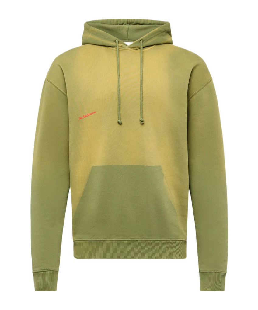 Jw Anderson Aged Logo Hoodie Featuring Drawstring Hood In Green