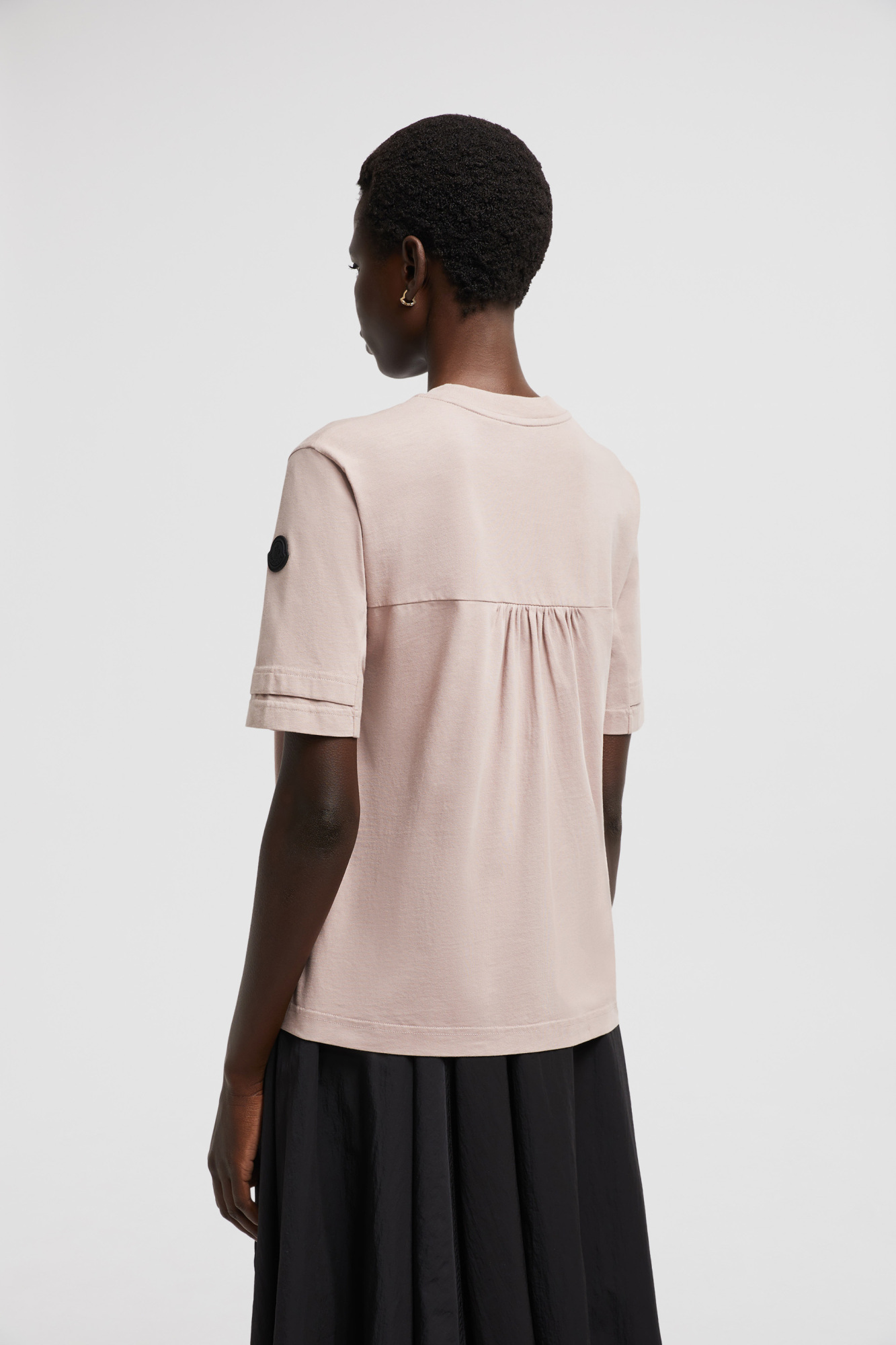 Moncler Logo-patch Cotton T-shirt In Nude