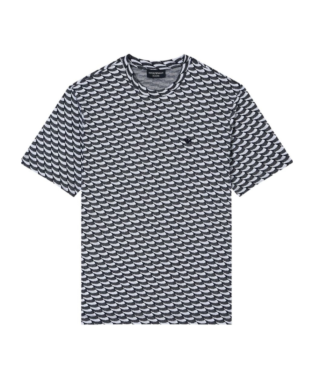 Emporio Armani Asv Icon Jacquard Jersey Jumper With Op-art Motif In Multi