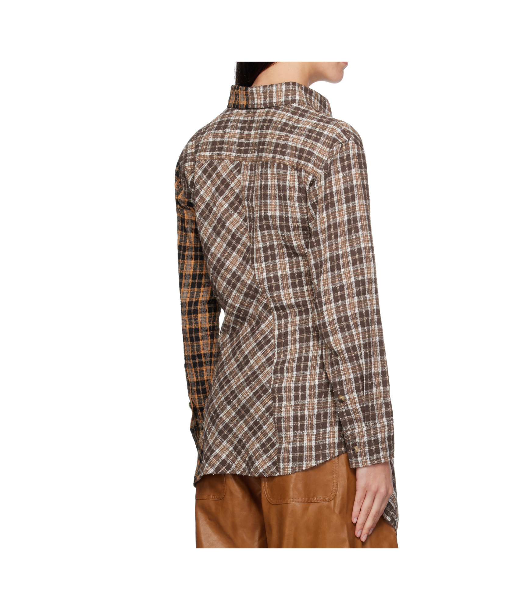 Andersson Bell Twist Check Shirt In Brown