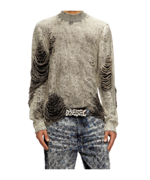 Diesel Destroyed Jumper With Floating Yarns In Multi