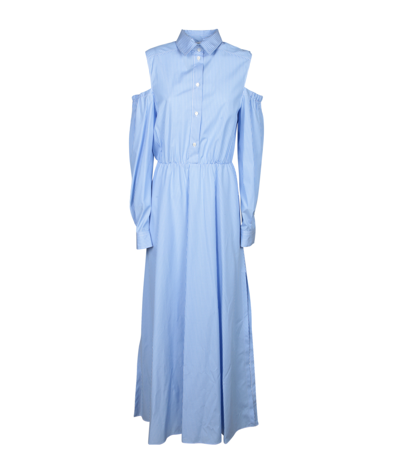 Moschino Jeans Long Striped Poplin Dress In Blue
