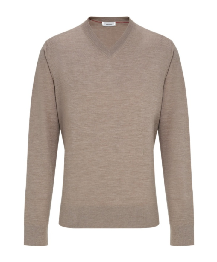 Ferragamo V-neck Wool Sweater In Brown